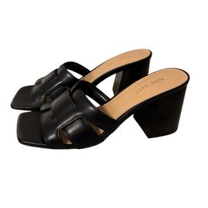 Nine West Black Mules with Chunky Heel